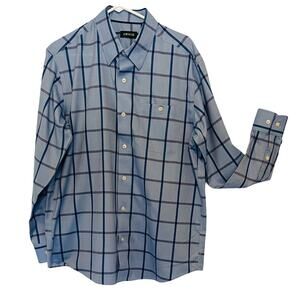Orvis Mens Long Sleeve Shirt Size L Blue Striped Oxford Button Up Pocket Cotton